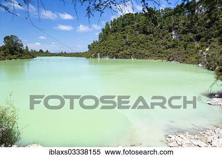Stock Photography - "Lake Ngakoro, Waiotapu, Bay of Plenty Region, New Zealand, Oceania". Fotosearch