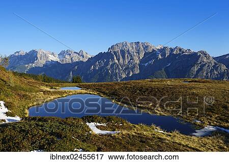 Stock Photo - "Lake on Hochstein Mountain in the Defregger Group, Carnic Dolomites, Upper Lienz, Puster Valley, East Tyrol, Austria, Europe". Fotosearch