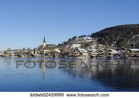 "Lake Schliersee with the Church of St. Sixtus in winter, Upper Bavaria, Bavaria, Germany, Europe" View Large Photo Image Stock Photo - "Lake Schliersee with the Church of St. Sixtus in winter, Upper Bavaria, Bavaria, Germany, Europe". Fotosearch