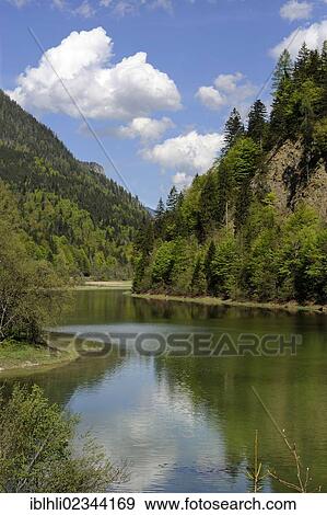 Stock Photo - "Lake Weitsee near Ruhpolding, Chiemgau, Upper Bavaria, Bavaria, Germany, Europe, PublicGround, Europe". Fotosearch