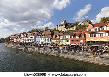 Picture - "Lakeside promenade with Burg Meersburg, Old Castle, Meersburg, Lake Constance, Baden-Wurttemberg, Germany, Europe". Fotosearch