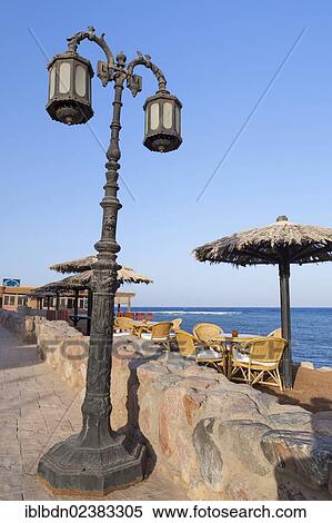 Stock Photography - "Lamp post on the seafront in Dahab, Egypt, Africa". Fotosearch