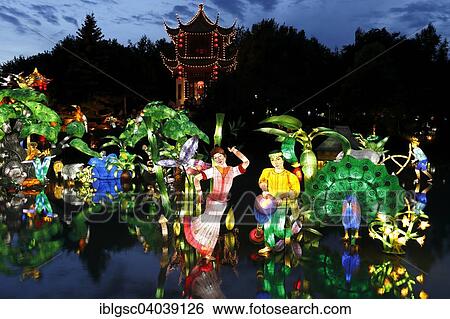 Stock Photograph - "Lampion festival at the Chinese Garden, Montreal, Quebec Province, Canada, North America". Fotosearch