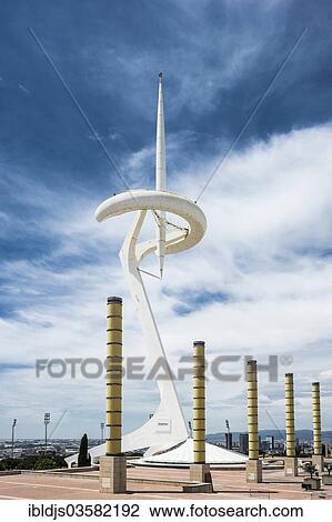 "Lamps and transmission tower, by architect Santiago Calatrava, Olympic quarter, Montjuic, Barcelona, Catalonia, Spain, Europe" View Large Photo Image Stock Image - "Lamps and transmission tower, by architect Santiago Calatrava, Olympic quarter, Montjuic, Barcelona, Catalonia, Spain, Europe". Fotosearch