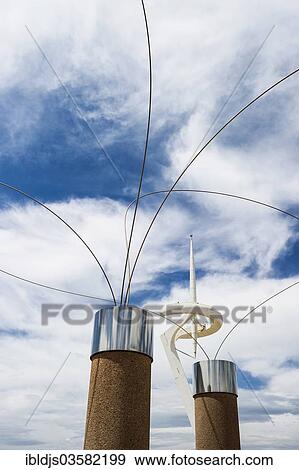 "Lamps and transmission tower, by architect Santiago Calatrava, Olympic quarter, Montjuic, Barcelona, Catalonia, Spain, Europe" View Large Photo Image Stock Photo - "Lamps and transmission tower, by architect Santiago Calatrava, Olympic quarter, Montjuic, Barcelona, Catalonia, Spain, Europe". Fotosearch