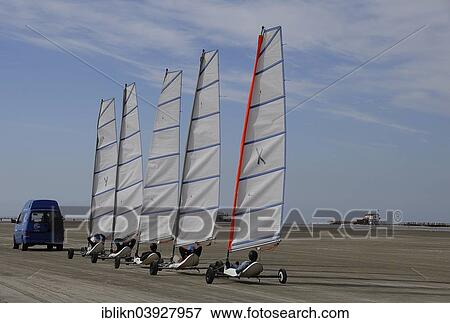 "Land yachts being pulled to the beach by a car, St. Peter-Ording, Schleswig-Holstein, Germany, Europe" View Large Photo Image Stock Photo - "Land yachts being pulled to the beach by a car, St. Peter-Ording, Schleswig-Holstein, Germany, Europe". Fotosearch