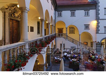 Stock Image - "Landhaus, state parliament building, Restaurant Landhaushof, Klagenfurt, Carinthia, Austria, Europe". Fotosearch