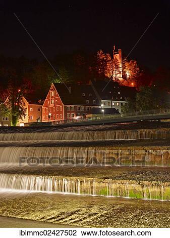 "Landsberg am Lech old weir at night, Landsberg am Lech, Bavaria, Germany, Europe" View Large Photo Image Stock Image - "Landsberg am Lech old weir at night, Landsberg am Lech, Bavaria, Germany, Europe". Fotosearch