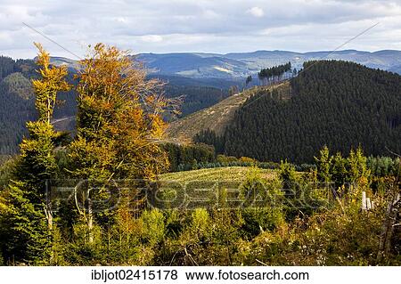 Landscape near Lennestadt, view as seen from Hohe Bracht mountain, Sauerland, North Rhine-Westphalia, Germany, Europe View Large Photo Image Stock Photo - Landscape near Lennestadt, view as seen from Hohe Bracht mountain, Sauerland, North Rhine-Westphalia, Germany, Europe. Fotosearch