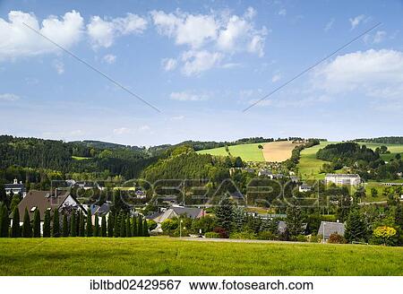 "Landscape near the town of Thermalbad Wiesenbad as seen from Freiberger Strasse, Thermalbad Wiesenbad, Ore Mountains, Saxony, Germany, Europe" View Large Photo Image Stock Photo - "Landscape near the town of Thermalbad Wiesenbad as seen from Freiberger Strasse, Thermalbad Wiesenbad, Ore Mountains, Saxony, Germany, Europe". Fotosearch