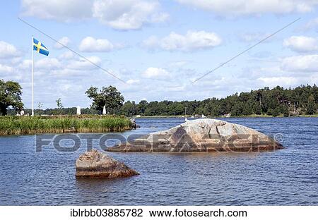 Stock Image - "Landscape near Vaxholm, Stockholm archipelago, Stockholm, Stockholm County, Sweden, Europe". Fotosearch