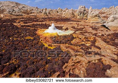 "Landscape shaped by hydro-thermal activity at the Dallol volcano, Danakil-Senke, Hamed Ela, Wollo, Ethiopia, Africa" View Large Photo Image Stock Image - "Landscape shaped by hydro-thermal activity at the Dallol volcano, Danakil-Senke, Hamed Ela, Wollo, Ethiopia, Africa". Fotosearch