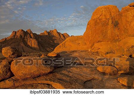 Stock Photography - "Landscape with rocks around the monadnock of Spitzkoppe Mountain, Namibia, Africa". Fotosearch