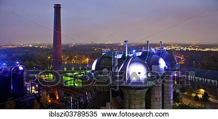 "Landschaftspark Duisburg-Nord, public park on a former industrial site, illuminated at dusk, views of the Ruhr Area from blast furnace No 5, Duisburg, North Rhine-Westphalia, Germany, Europe" View Large Photo Image Stock Photography - "Landschaftspark Duisburg-Nord, public park on a former industrial site, illuminated at dusk, views of the Ruhr Area from blast furnace No 5, Duisburg, North Rhine-Westphalia, Germany, Europe". Fotosearch