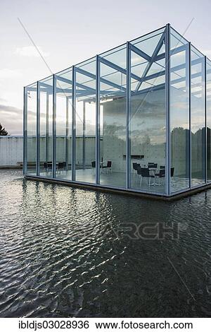 Stock Photograph - "Langen Foundation, art museum and foundation in the grounds of a former missile base, by architect Tadao Ando, Neuss, Neuss, North Rhine-Westphalia, Germany, Europe". Fotosearch