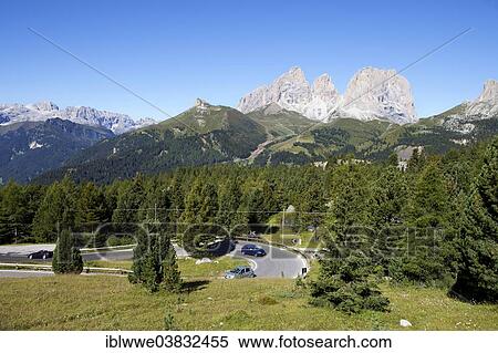 "Langkofel Group, Grohmannspitze Mountain, left, Funffingerspitze or Five Finger Peak, centre, Langkofel Mountain, right, Pordoi Pass, Dolomites, Alto Adige, Italy, Europe" View Large Photo Image Stock Photography - "Langkofel Group, Grohmannspitze Mountain, left, Funffingerspitze or Five Finger Peak, centre, Langkofel Mountain, right, Pordoi Pass, Dolomites, Alto Adige, Italy, Europe". Fotosearch