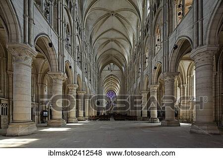 Stock Photo - Laon Cathedral, nave, Laon, Via Francigena, an ancient road from France to Rome, department of Aisne, Picardy region, France, Europe. Fotosearch