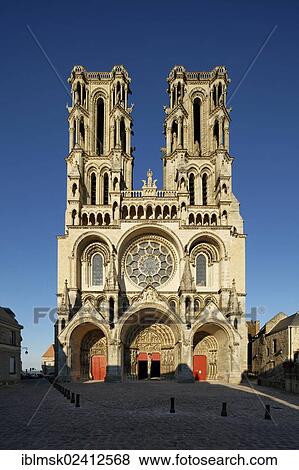 Stock Photo - Laon Cathedral, west facade, Laon, Via Francigena, an ancient road from France to Rome, department of Aisne, Picardy region, France, Europe. Fotosearch