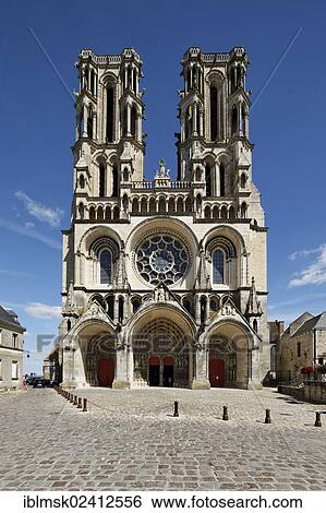 Stock Photograph - Laon Cathedral, west facade, Laon, Via Francigena, an ancient road from France to Rome, department of Aisne, Picardy region, France, Europe. Fotosearch