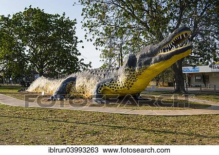 "Large statue of a crocodile, Wyndham, Kimberley, Western Australia" View Large Photo Image Stock Image - "Large statue of a crocodile, Wyndham, Kimberley, Western Australia". Fotosearch