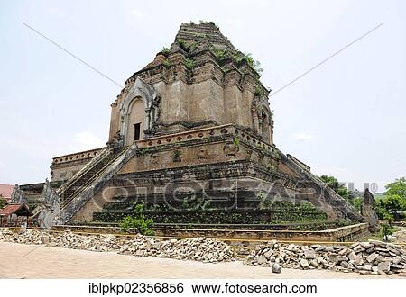 Stock Photograph - "Large stupa of Wat Chedi Luang Temple in Chiang Mai, Thailand, Asia". Fotosearch