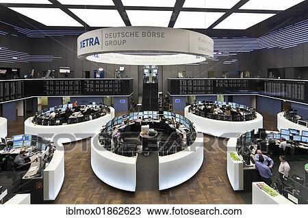 "Large trading hall of the Frankfurt Stock Exchange, Deutsche Boerse AG in Frankfurt am Main, Hesse, Germany, Europe" View Large Photo Image Stock Image - "Large trading hall of the Frankfurt Stock Exchange, Deutsche Boerse AG in Frankfurt am Main, Hesse, Germany, Europe". Fotosearch