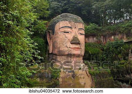 Stock Image - "Largest stone Buddha statue in the world, Leshan Giant Buddha, Leshan, Sichuan, China, Asia". Fotosearch