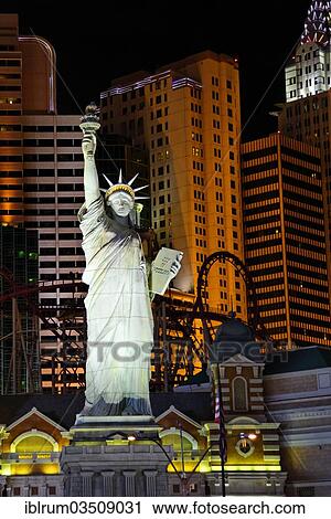 "Las Vegas Boulevard with Statue of Liberty at night, Bracken, Las Vegas, Nevada, United States, North America" View Large Photo Image Stock Image - "Las Vegas Boulevard with Statue of Liberty at night, Bracken, Las Vegas, Nevada, United States, North America". Fotosearch