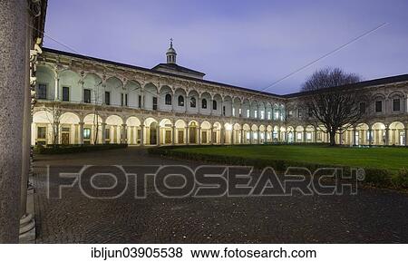 "Late Baroque courtyard by Francesco Maria Richini, Ospedale Maggiore, now University, Milan, Lombardy, Italy, Europe" View Large Photo Image Stock Photo - "Late Baroque courtyard by Francesco Maria Richini, Ospedale Maggiore, now University, Milan, Lombardy, Italy, Europe". Fotosearch