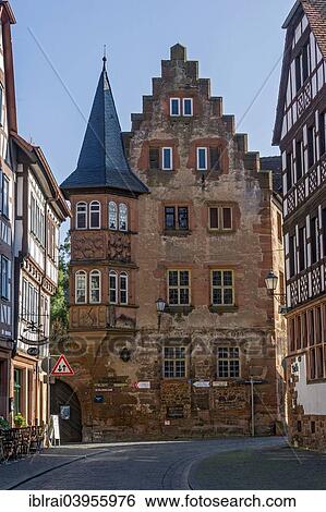 Stock Photograph - "Late Gothic Steinernes Haus, old town, Budingen, Hesse, Germany, Europe". Fotosearch