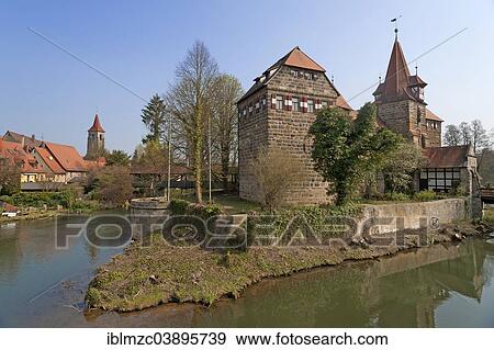 "Lauf Castle, former imperial residence, 14th century, Schlossinsel, Lauf an der Pegnitz, Middle Franconia, Bavaria, Germany, Europe" View Large Photo Image Stock Photo - "Lauf Castle, former imperial residence, 14th century, Schlossinsel, Lauf an der Pegnitz, Middle Franconia, Bavaria, Germany, Europe". Fotosearch