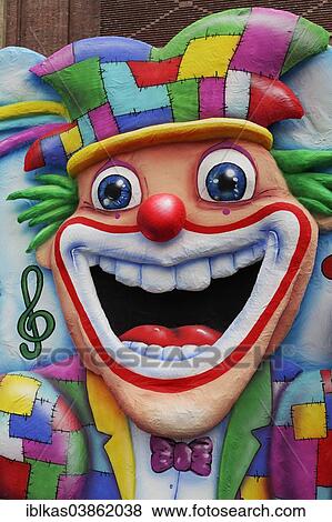 "Laughing clown, face made of papier-mache, Carnival, Dusseldorf, North Rhine-Westphalia, Germany, Europe" View Large Photo Image Stock Photo - "Laughing clown, face made of papier-mache, Carnival, Dusseldorf, North Rhine-Westphalia, Germany, Europe". Fotosearch