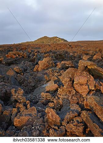 Stock Photo - "Lava rocks in the last evening light, HawaiÊ»i-Volcanoes-Nationalpark, USA, Hawaii, United States, North America". Fotosearch