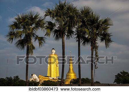 "Lay Kyun Sakkya, standing Buddha, reclining Buddha, statues, and Aung Sakkya Pagoda, Maha Bodhi Ta Htaung monastery, Monywa, Sagaing Division, Myanmar, Asia" View Large Photo Image Stock Image - "Lay Kyun Sakkya, standing Buddha, reclining Buddha, statues, and Aung Sakkya Pagoda, Maha Bodhi Ta Htaung monastery, Monywa, Sagaing Division, Myanmar, Asia". Fotosearch