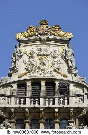 "Le Cornet, guild house of the sailors, Italian-Flemish style building, Grote Markt, Grand Place, UNESCO World Heritage Site, Brussels, Brussels Region, Belgium, Europe" View Large Photo Image Stock Photograph - "Le Cornet, guild house of the sailors, Italian-Flemish style building, Grote Markt, Grand Place, UNESCO World Heritage Site, Brussels, Brussels Region, Belgium, Europe". Fotosearch