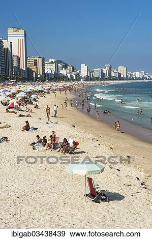 Stock Photo - "Leblon beach, Rio de Janeiro, Rio de Janeiro State, Brazil, South America". Fotosearch