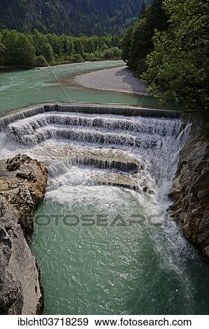 Stock Photo - "Lech Falls, Lech River, Fussen, Ostallgau, Allgau, Schwabia, Bavaria, Germany, Europe". Fotosearch