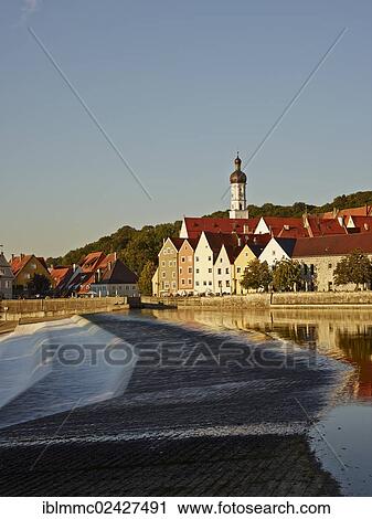 "Lechwehr weir in front of the old town, Landsberg am Lech, Bavaria, Germany, Europe" View Large Photo Image Stock Image - "Lechwehr weir in front of the old town, Landsberg am Lech, Bavaria, Germany, Europe". Fotosearch