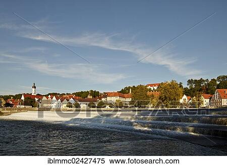 "Lechwehr weir in front of the old town, Landsberg am Lech, Bavaria, Germany, Europe" View Large Photo Image Stock Photography - "Lechwehr weir in front of the old town, Landsberg am Lech, Bavaria, Germany, Europe". Fotosearch