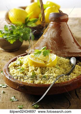 Stock Photo - Lemon and coriander couscous. Fotosearch