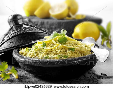 Stock Photo - Lemon and coriander couscous. Fotosearch