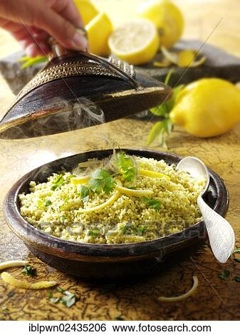 Lemon and coriander couscous View Large Photo Image Stock Photograph - Lemon and coriander couscous. Fotosearch