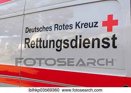 "Lettering """"Deutsches Rotes Kreuz, Rettungsdienst"""", German for """" """"German Red Cross, Emergency Services"""" on an ambulance, Laupheim, Baden-Wurttemberg, Germany, Europe" View Large Photo Image Stock Image - "Lettering """"Deutsches Rotes Kreuz, Rettungsdienst"""", German for """" """"German Red Cross, Emergency Services"""" on an ambulance, Laupheim, Baden-Wurttemberg, Germany, Europe". Fotosearch