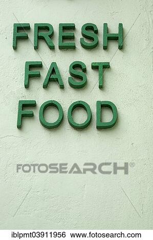 "Lettering """" fresh fast food"""", restaurant sign on a stucco wall, Brasov, Romania, Europe" View Large Photo Image Stock Photograph - "Lettering """" fresh fast food"""", restaurant sign on a stucco wall, Brasov, Romania, Europe". Fotosearch