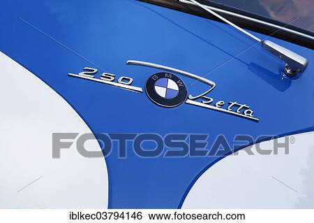 Stock Photograph - "Lettering on a car with logo, BMW Isetta 250". Fotosearch