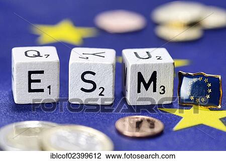 Stock Image - "Letters forming the term """"ESM"""", European Stability Mechanism". Fotosearch