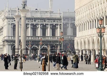 "Libreria Sansoviniana Biblioteca Marciana, National Library of St Mark's, Column of San Marco with the Lion of Saint Mark and San Teodoro, Doge's Palace, Palazzo Ducale, Piazza San Marco, St. Mark's Square, Venice, Venezia, Veneto, Italy, Europe" View Large Photo Image Stock Photo - "Libreria Sansoviniana Biblioteca Marciana, National Library of St Mark's, Column of San Marco with the Lion of Saint Mark and San Teodoro, Doge's Palace, Palazzo Ducale, Piazza San Marco, St. Mark's Square, Venice, Venezia, Veneto, Italy, Europe". Fotosearch
