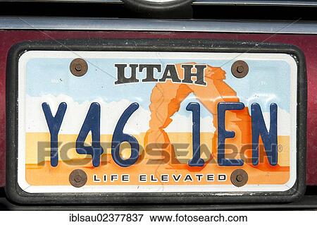 "License plate with the slogan Life Elevated, Delicate Arch in Arches National Park, Moab, Utah, Western United States, United States of America, North America" View Large Photo Image Stock Photo - "License plate with the slogan Life Elevated, Delicate Arch in Arches National Park, Moab, Utah, Western United States, United States of America, North America". Fotosearch