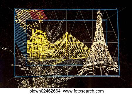 Picture - "Lichtwochen light display to the theme of Europe in Essen with France as the host country, Essen, Ruhr area, North Rhine-Westphalia, Germany, Europe, PublicGround, Europe". Fotosearch