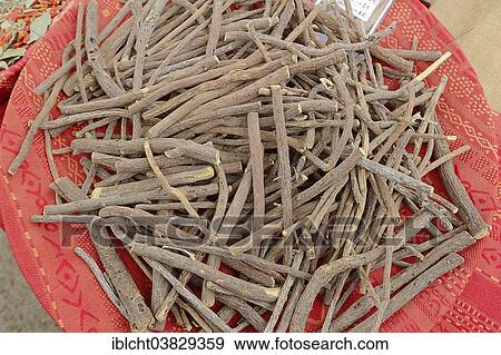 "Licorice Root (Glycyrrhiza glabra) at a market stall, Bedoin, Vaucluse, Provence-Alpes-Cote d'Azur, Southern France, France, Europe" View Large Photo Image Stock Photo - "Licorice Root (Glycyrrhiza glabra) at a market stall, Bedoin, Vaucluse, Provence-Alpes-Cote d'Azur, Southern France, France, Europe". Fotosearch